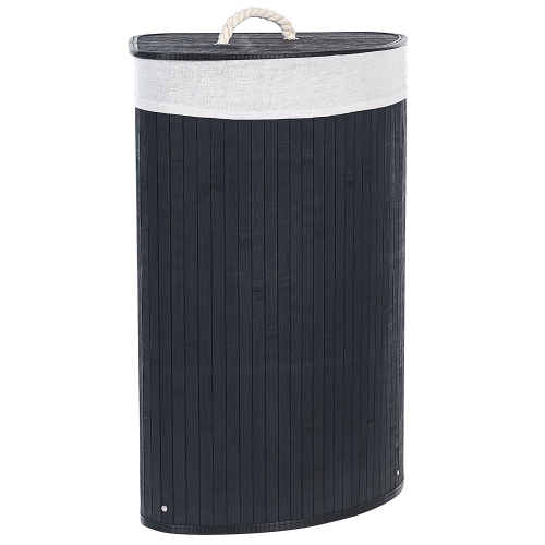 Beliani Laundry Basket MATARA Bamboo Black 57 L