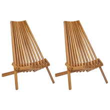 Set of 2 Garden Chairs BELLANO Acacia Wood Brown