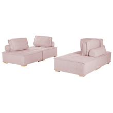 Modular Living Room Set 4 Seater TIBRO Fabric Pink