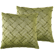 Set of 2 Decorative Cushions NARCISSUS 43 x 43 cm Velvet Green Geometric Pattern