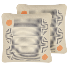 Set of 2 Decorative Cushions CALIBRACHOA 45 x 45 cm White Geometric Pattern