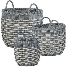 Set of 3 Wicker Planters GEFIRA 31/39/49 cm PE Rattan Grey