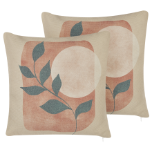 Set of 2 Decorative Cushions CALLIOPSIS 45 x 45 cm White Abstract Pattern