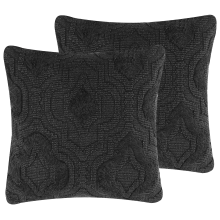 Throw Cushion PAIKA 45 x 45 cm Cotton Dark Grey Ikat