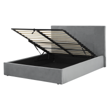Ottoman Bed LORIENT Velvet Light Grey 140 x 200 cm (EU Double)