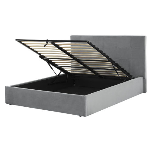 Beliani Ottoman Bed LORIENT Velvet Light Grey 140 x 200 cm (EU Double)
