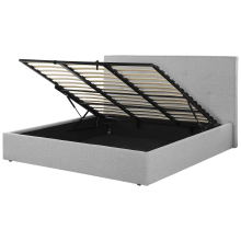 Ottoman Bed LORIENT Fabric Grey 180 x 200 cm (EU Super King)