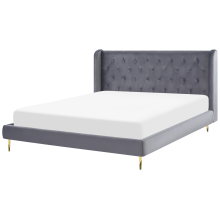 Bed Velvet FORBACH 180 x 200 cm (EU Super King) Grey
