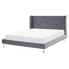 Bed Velvet FORBACH 160 x 200 cm (EU King Size) Grey
