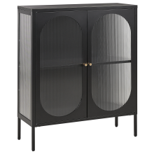 Glass Display Sideboard SARRE 90 cm Metal Black