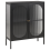 Beliani Glass Display Sideboard SARRE 90 cm Metal Black 1