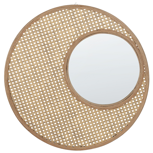 Beliani Wall Mirror PALAU 60 cm 60 cm Rattan Natural