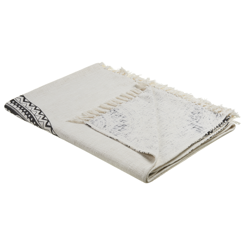 Beliani Blanket BERHAMPORE Cotton 130 x 180 cm Beige
