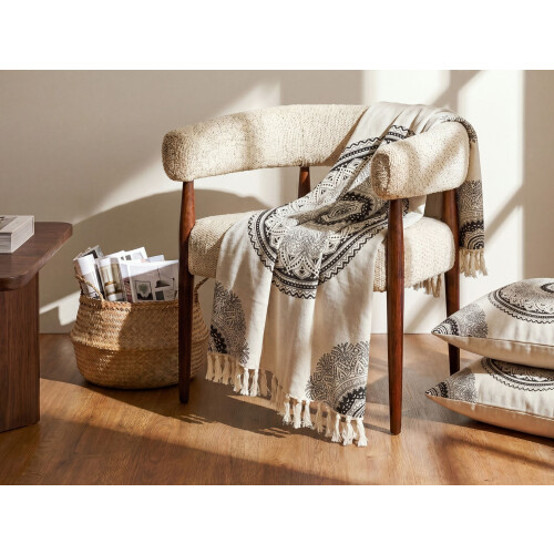 Beliani Blanket BERHAMPORE Cotton 130 x 180 cm Beige 1