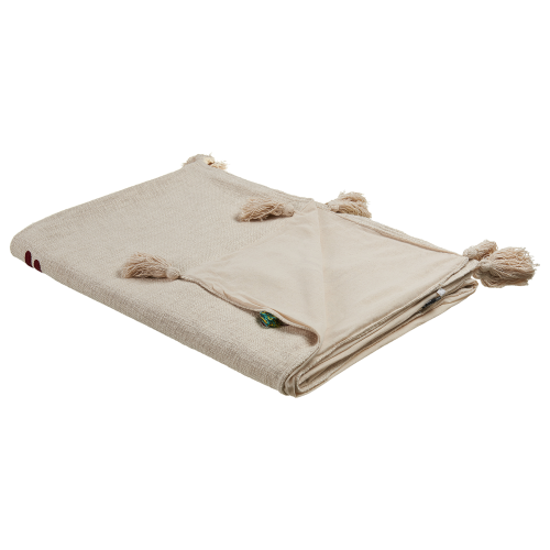 Beliani Blanket DEOGHAR Cotton 130 x 180 cm Beige