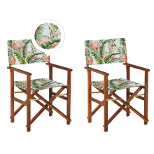 Set of 2 Garden Chairs CINE Acacia Wood Dark Brown
