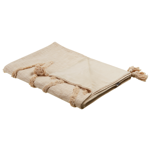 Beliani Blanket MORBI Cotton 130 x 180 cm Beige