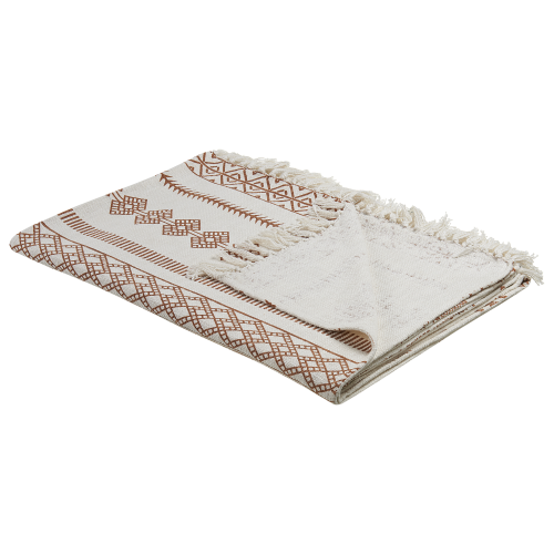 Beliani Blanket JORHAT Cotton 130 x 180 cm Beige