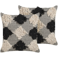Set of 2 Decorative Cushions BHUSAWAL 50 x 50 cm Cotton Black Geometric Pattern