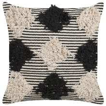 Throw Cushion BHUSAWAL 50 x 50 cm Cotton Black Geometric Pattern