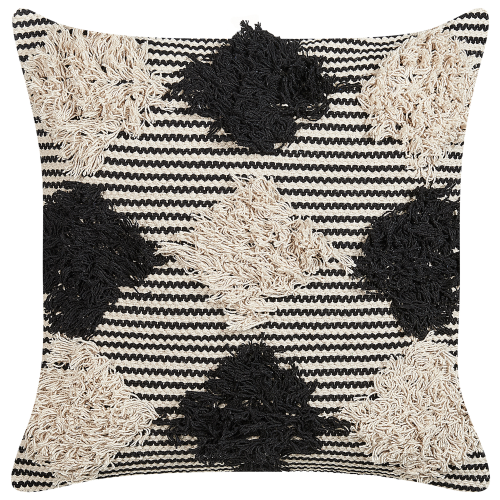 Beliani Throw Cushion BHUSAWAL 50 x 50 cm Cotton Black Geometric Pattern