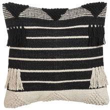 Throw Cushion CHITTOOR 50 x 50 cm Cotton Black Geometric Pattern