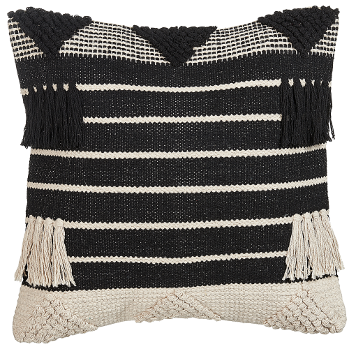 Beliani Throw Cushion CHITTOOR 50 x 50 cm Cotton Black Geometric Pattern