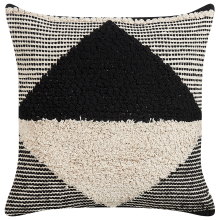 Throw Cushion KHORA 50 x 50 cm Cotton Black Geometric Pattern