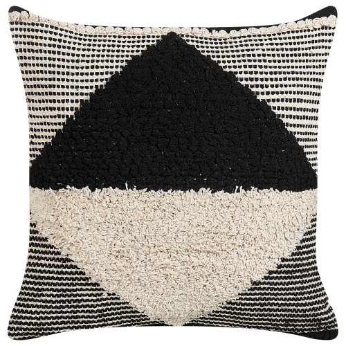Beliani Throw Cushion KHORA 50 x 50 cm Cotton Black Geometric Pattern