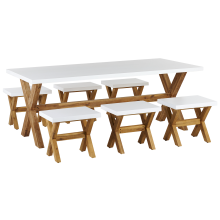 Garden Dining Set with Stools 6 Seater OLBIA Concrete White