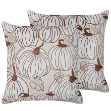Set of 2 Decorative Cushions GOURD 45 x 45 cm Velvet Beige Plant Pattern