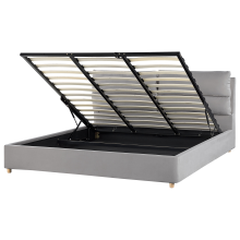 Ottoman Bed BATILLY Velvet Light Grey 180 x 200 cm (EU Super King)