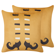 Set of 2 Decorative Cushions COVASNA 45 x 45 cm Velvet Orange Abstract Pattern