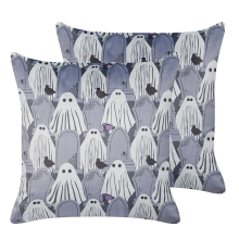Set of 2 Decorative Cushions FANATE 45 x 45 cm Velvet Grey Abstract Pattern
