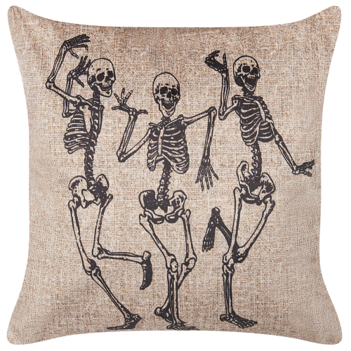 Beliani Throw Cushion MORTESTI 45 x 45 cm Velvet Light Beige Abstract Pattern