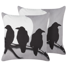Set of 2 Decorative Cushions ORADEA 45 x 45 cm Velvet Grey Animal Pattern