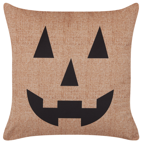 Beliani Throw Cushion SEBES 45 x 45 cm Velvet Beige Abstract Pattern