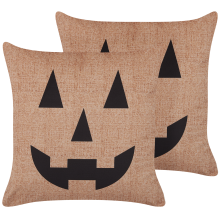 Set of 2 Decorative Cushions SEBES 45 x 45 cm Velvet Beige Abstract Pattern