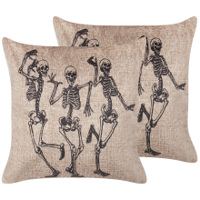 Set of 2 Decorative Cushions MORTESTI 45 x 45 cm Velvet Light Beige Abstract Pattern