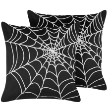 Set of 2 Decorative Cushions LYCORIS 45 x 45 cm Velvet Black Abstract Pattern