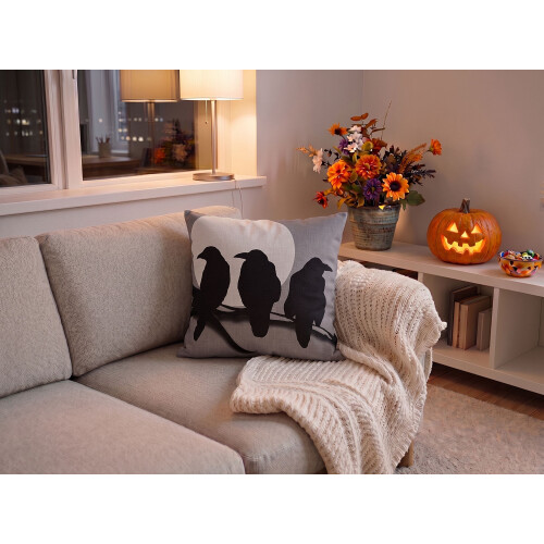 Beliani Throw Cushion ORADEA 45 x 45 cm Velvet Grey Animal Pattern 1