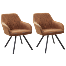 Set of 2 Dining Chairs MONEE Fabric Golden Brown