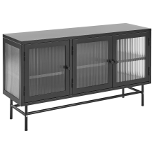 Glass Display Sideboard DEVON 115 cm Metal Black