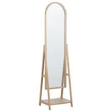 Standing Mirror with Shelf CHAMBERY 170 cm Paulownia Wood Light Brown
