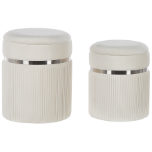 Set of 2 Storage Pouffes CAMDENTON Velvet Off-White