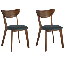 Set of 2 Dining Chairs ERIE Wood Dark Brown/ Grey
