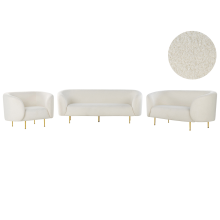 Living Room Set 6 Seater LOEN Boucle White