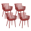 Beliani Set of 4 Garden Chairs PESARO Red 1