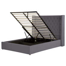 Ottoman Bed LUBBON Velvet Grey 140 x 200 cm (EU Double)