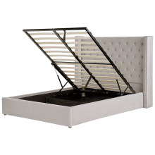 Ottoman Bed LUBBON Velvet Light Grey 160 x 200 cm (EU King Size)